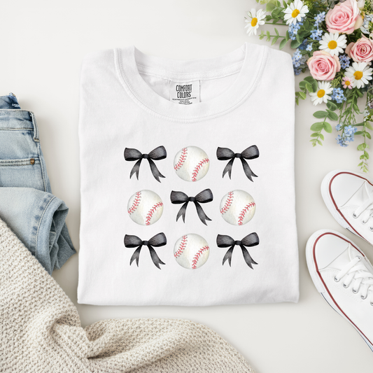 Black Croquette Bows & Baseballs